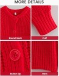 Beaufident Women's Casual Long Sleeve Crewneck Button Down Cardigan Sweater Cable Knit Outwear,Red,Large