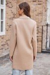 GRACE KARIN Long Sleeve Cardigan for Women Lapel Open Front Sweater with Pockets Knit Long Cardigan for Autumn Beige Medium