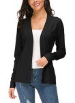 Urban CoCo Women's Long Sleeve Open Front Knit Cardigan Sweater (Black, L)