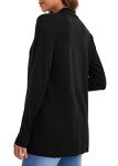 Urban CoCo Womens' Long Sleeve Open Front Knit Sweater Cardigans Curved Hem with Pockets (Black, XL)