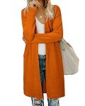 AUSELILY Women's Cardigan Sweaters for Women with Pocketes Long Sleeve Casual Lightweight Open Front Cardigan Orange L