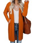AUSELILY Women's Cardigan Sweaters for Women with Pocketes Long Sleeve Casual Lightweight Open Front Cardigan Orange L