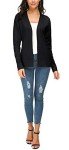 EXCHIC Women's Knit Cardigan Open Front Sweater Coat Long Sleeve (M, Black)