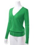 Allsense Women's Long Sleeve Lightweight Button Down Soft Solid Knit V-Neck Cardigan Sweater, Apple Green, Small