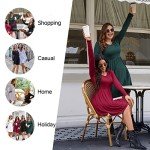 YUNDAI Women's Long Sleeve Casual Dress with Pockets