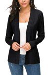 EXCHIC Women's Knit Cardigan Open Front Sweater Coat Long Sleeve (M, Black)