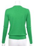 Allsense Women's Long Sleeve Lightweight Button Down Soft Solid Knit V-Neck Cardigan Sweater, Apple Green, Small