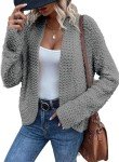 Dokotoo Womens Sweaters 2024 Fashion Oversized Loose Casual Fall Autumn Thick Long Sleeve Open Front Long Cable Knit Cardigans Sweater for Women Winter Popcorn Outerwear Coat Gray Medium