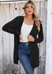 Heymoments Lightweight Open-Front Cardigan Sweater for Women Long Sleeve Causal Button Down Soft Outwear Tops with Pocket Black XL