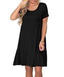 Casual Black T-Shirt Dress with Pockets for Women
