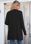 Heymoments Lightweight Open-Front Cardigan Sweater for Women Long Sleeve Causal Button Down Soft Outwear Tops with Pocket Black XL