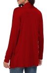 Qixing Women's Casual Lightweight with Pocketes Long Sleeve Soft Open Front Cardigan Red-M