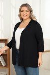 POSESHE Cardigans for Women Plus Size Loose Casual 3/4 Sleeve Open Front Cardigans Drape Duster Sweaters (Black XX-Large)