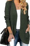 Jhsnjnr Womens Fall Knit Cardigan Open Front Oversized Chunky Sweater with Pockets Green