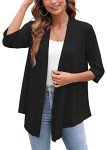 Heymoments Women's Cardigan Lightweight Draped Open Front 3/4 Sleeve Casual Flowy Cardigan Black XX-Large