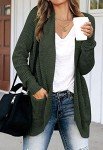 Jhsnjnr Womens Fall Knit Cardigan Open Front Oversized Chunky Sweater with Pockets Green