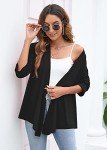 Heymoments Women's Cardigan Lightweight Draped Open Front 3/4 Sleeve Casual Flowy Cardigan Black XX-Large