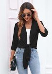 Heymoments Women's Cardigan Lightweight Draped Open Front 3/4 Sleeve Casual Flowy Cardigan Black XX-Large