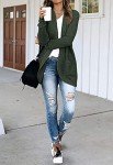 Jhsnjnr Womens Fall Knit Cardigan Open Front Oversized Chunky Sweater with Pockets Green