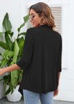 Heymoments Women's Cardigan Lightweight Draped Open Front 3/4 Sleeve Casual Flowy Cardigan Black XX-Large