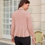 GRACE KARIN Open Front Sweater for Women Lightweight Cute Long Sleeve Ruffle Knits Cardigan Light Pink L