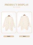 Eytino Womens Plus Size Crochet Cream Cardigan Sweater Long Sleeve Hollow Out Open Front Plus Oversized Cardigans Cream Outwear Lantern Sleeve Chunky Knit Sweater Jacket,3X Beige
