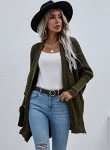RANPHEE Womens Green Long Sleeve Batwing Cable Open Front Knitted Slouchy Oversized Wrap Cardigan Sweater Outerwear Coat M