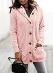 Sidefeel Women's Cardigan Sweaters Hooded Fleece Lined Button Down Front Jackets Winter Coat with Pockets, Hooded Pink, X-Large