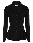 Belle Poque Ladies Shawl Collar Cardigan Sweater Long Sleeve Office Sweater Turn Down Collar Cardigan (Black, XL)