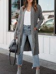 ANRABESS Women's Casual Long Sleeve Draped Open Front Knit Pockets Long Cardigan Jackets Sweater 580shenhuahui-M Gray