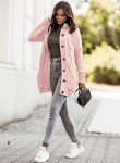 Sidefeel Women's Cardigan Sweaters Hooded Fleece Lined Button Down Front Jackets Winter Coat with Pockets, Hooded Pink, X-Large