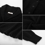 Belle Poque Ladies Shawl Collar Cardigan Sweater Long Sleeve Office Sweater Turn Down Collar Cardigan (Black, XL)