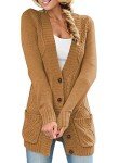 SIDEFEEL Women Open Front Pocket Cardigan Sweater Button Down Knit Sweater Coat