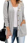 ULTRANICE Gray Cardigan Sweaters Womens Fashion Trendy 2024 Lightweight Long Sleeve Knitted Casual Cardigans Tops Clothes Outfits with Pockets(Gray,M)