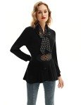 Belle Poque Ladies Shawl Collar Cardigan Sweater Long Sleeve Office Sweater Turn Down Collar Cardigan (Black, XL)