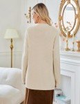 GRACE KARIN Women's 2024 Waffle Knit Fall Winter Sweaters Long Sleeve Open Front Button Cardigan Sweater Coat with Pockets Light Apricot 2XL