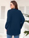 AusLook Women's Plus Size Cardigan Lightweight Open Front Cardigan Sweater Dark Blue 3X Long Sleeve Causal Soft Outwear Tops Wraps Coat
