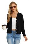 GRECERELLE Womens Lightweight Cardigan Sweater Long Sleeve Open Front Cardigan Button Down Outerwear Tops, Black, Large