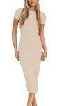Khaki Women's Bodycon Midi Dress for Parties