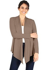 Womens Open Drape Cardigan Reg and Plus Size Cardigan Sweater Long Sleeves - USA (Size Small, Light Khaki)