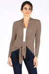 Womens Open Drape Cardigan Reg and Plus Size Cardigan Sweater Long Sleeves - USA (Size Small, Light Khaki)