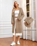GRACE KARIN Womens 2024 Fall Long Cardigan Open Front Long Sleeve Cardigan Sweaters Knit Sweater Jacket Coat with Pockets Khaki L