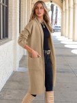 ANRABESS Women's Cardigan Long Sweater Oversized Open Front Knit Duster Coat 2024 Trendy Lady Fall Coatigan Outerwear, Light Camel, Medium
