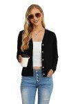 GRECERELLE Womens Lightweight Cardigan Sweater Long Sleeve Open Front Cardigan Button Down Outerwear Tops, Black, Large