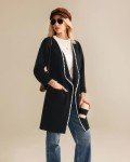 GRACE KARIN Women's Open Front Long Cardigan Sweater 2024 Long Sleeve Lapel Coatigan Casual Knit Cardigans with Pockets Black M