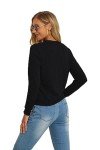 GRECERELLE Womens Lightweight Cardigan Sweater Long Sleeve Open Front Cardigan Button Down Outerwear Tops, Black, Large