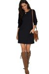 Casual Long Sleeve Round-Neck Dress with Pockets