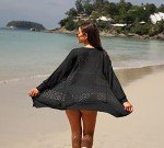 GRECERELLE Women's Casual Lightweight Cardigan Long Sleeve Open Front Crochet Sweater Sun Protection Cover Ups Black-L