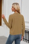 WEACZZY Cardigan for Women 2024 Long Sleeve Button Down Sweater Open Front Cardigan Sweaters Casual Knit Tops,Khaki,Large