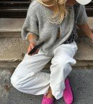 BHMAWSRT Women's Cardigans Short Sleeve Cardigan Sweater Button Down Crop Length Y2k Knitted Shirt Top (CA/US, Alpha, Small, Regular, Regular, Gray)